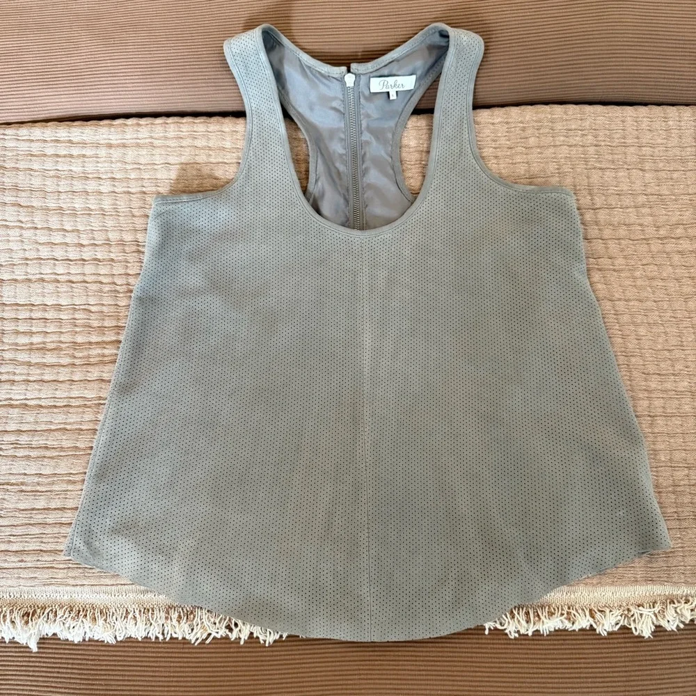 Stunning! Parker Suede leather racer back tank top, S - Picture 9 of 9